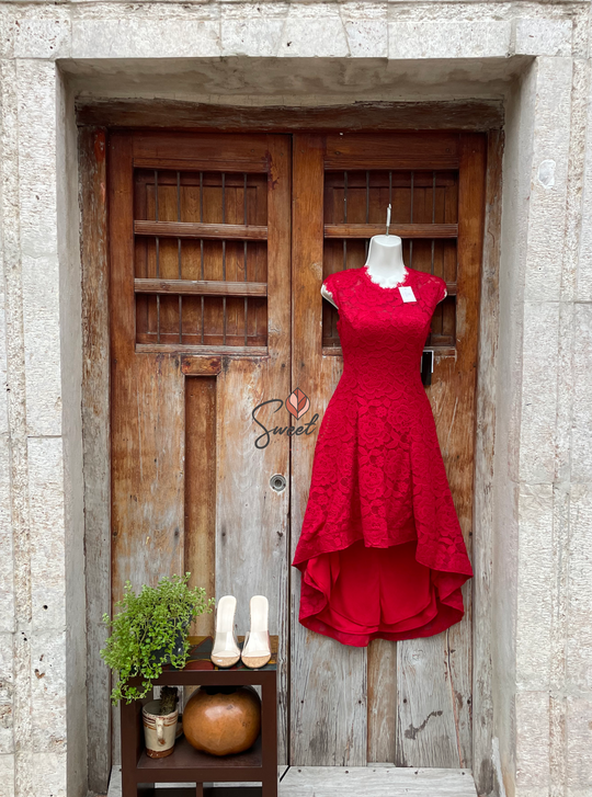 Vestido Encaje Rojo