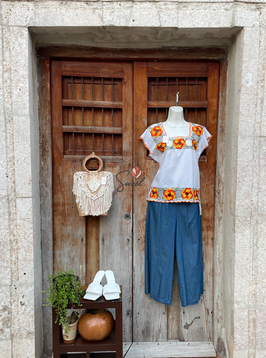 Blusa Bordada Flores