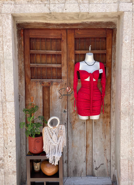 Vestido Corrugado Rojo