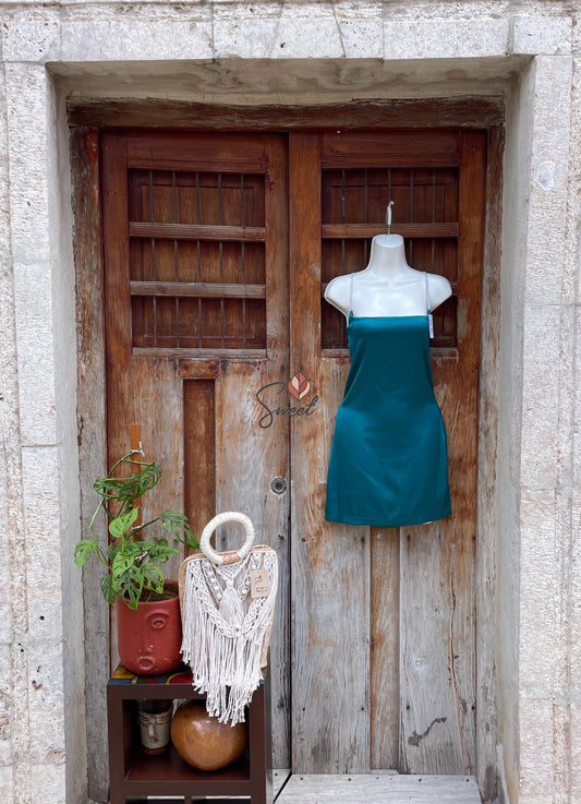 Vestido Satín Azul